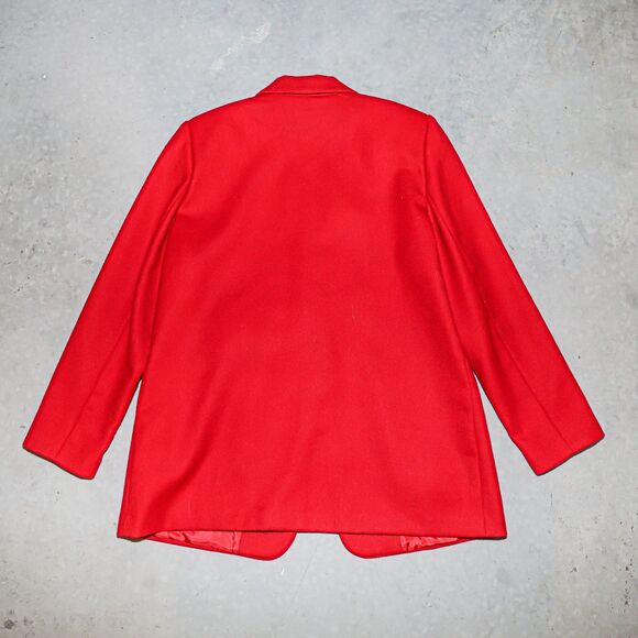 Vintage Wool Jacket Red Work Office Blazer Long‎ Sleeve Formal Top Size Large - Picture 2 of 3